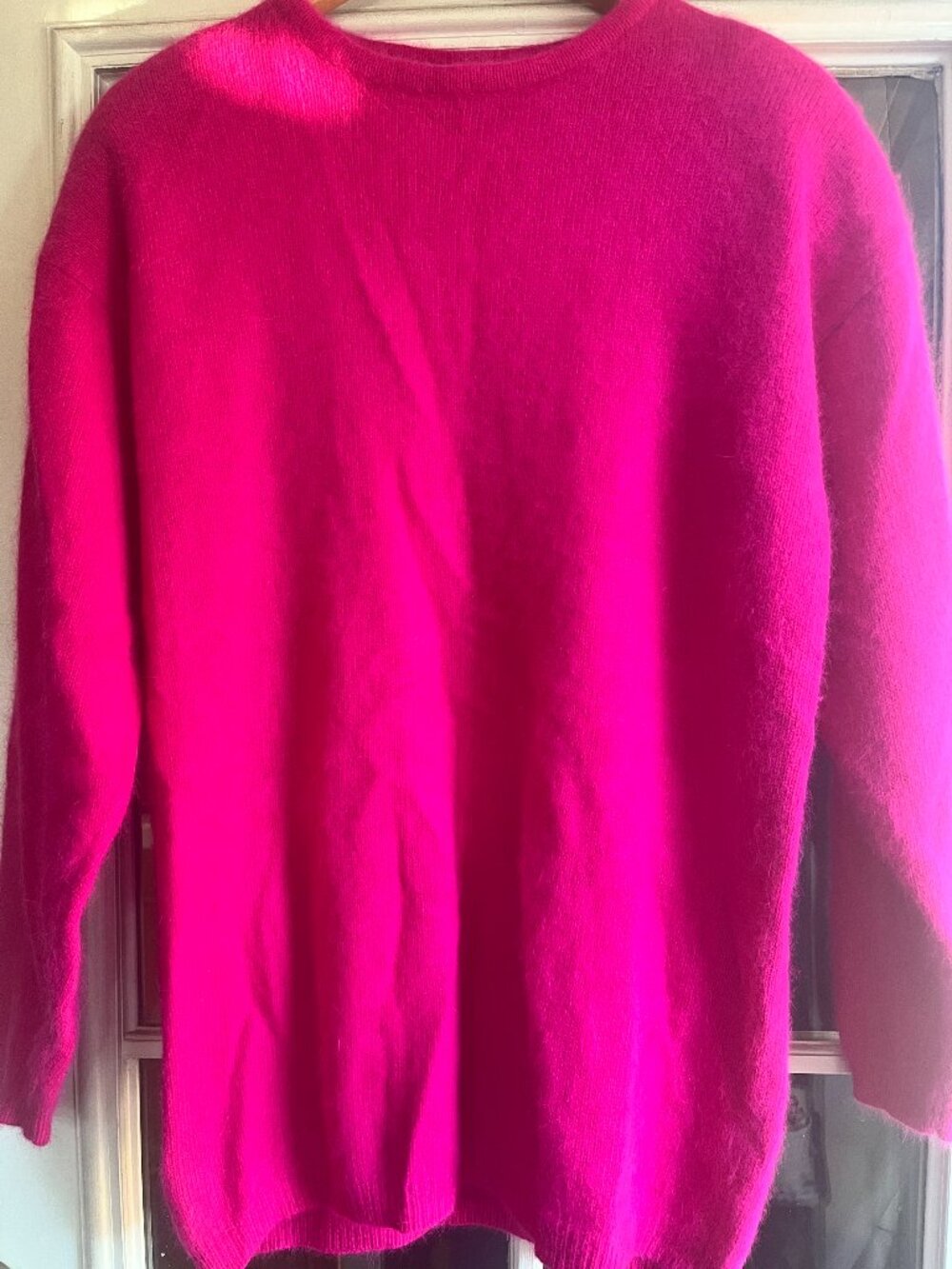 This Vintage Rafaella Luxury Angora Lambswool Sweater in fuchsia is a stylish an